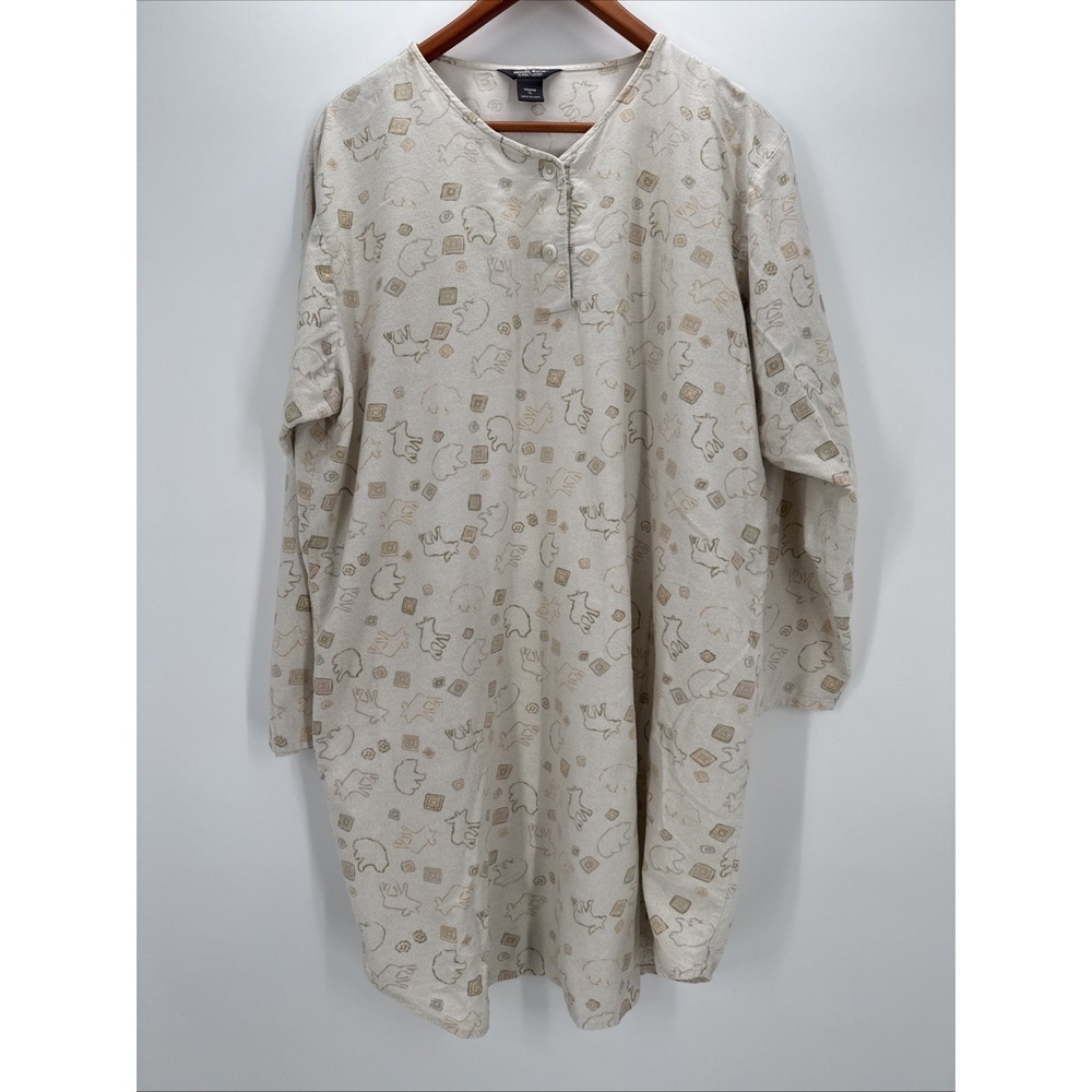 Woolrich Womens XL Bear Print Robe Beige Cozy Cabin Lodge Cottagecore Duster Hot